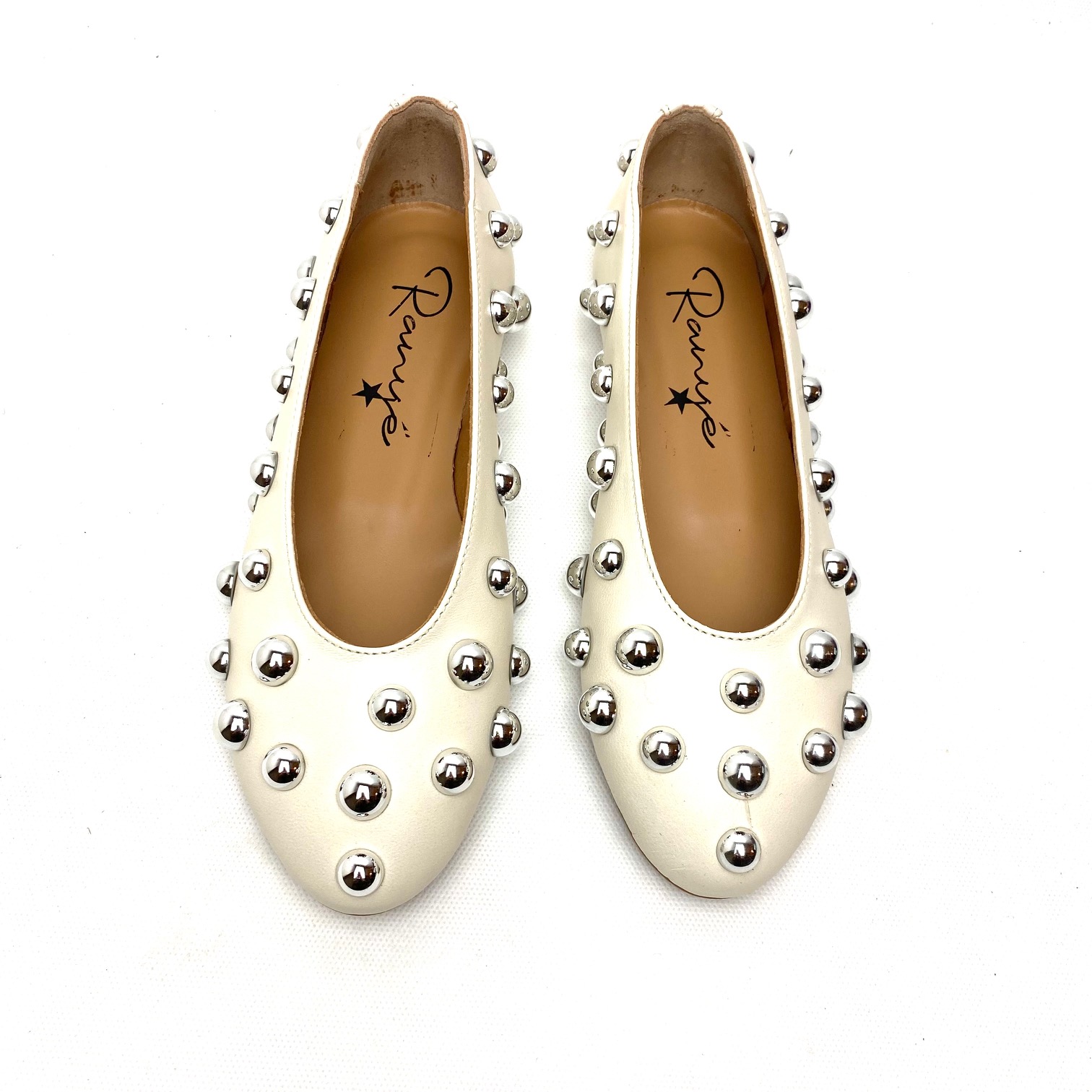 Ranyè art. BallBoll ballerina nappa burro con borchie argento (1)